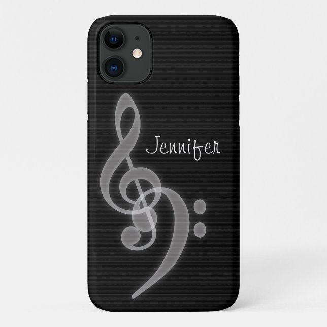 Custom Music - Treble & Bass Clef iPhone 11 Case (Back)