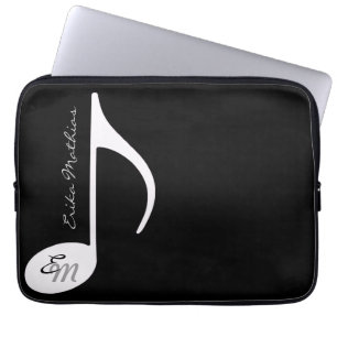 Custom Musical Note in black & white Laptop Sleeve
