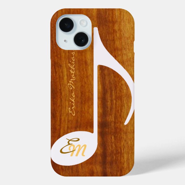 Custom Musical Note on Wood Case-Mate iPhone Case (Back)
