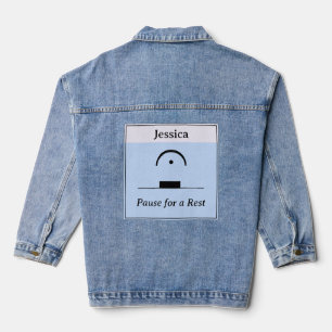 Custom Musical Pause Rest Humourous Music Pun Blue Denim Jacket