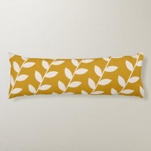 Custom Mustard Retro Leaf Pattern  Body Cushion