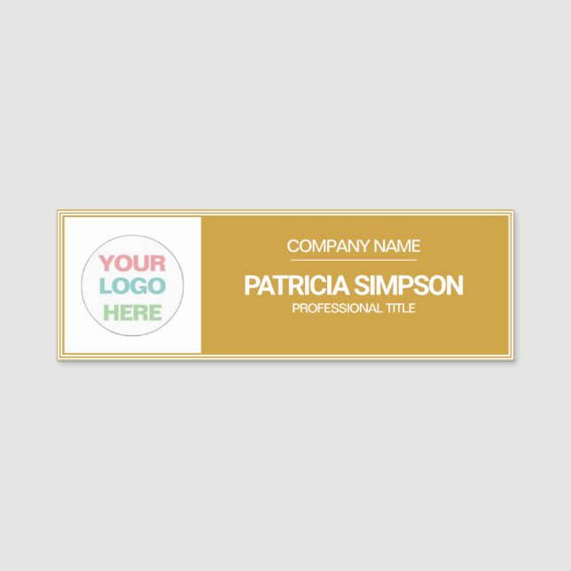 Custom Mustard Yellow and White Professional Badge (Front)