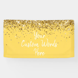 Custom Mustard Yellow & Gold Birthday Party Photo Banner