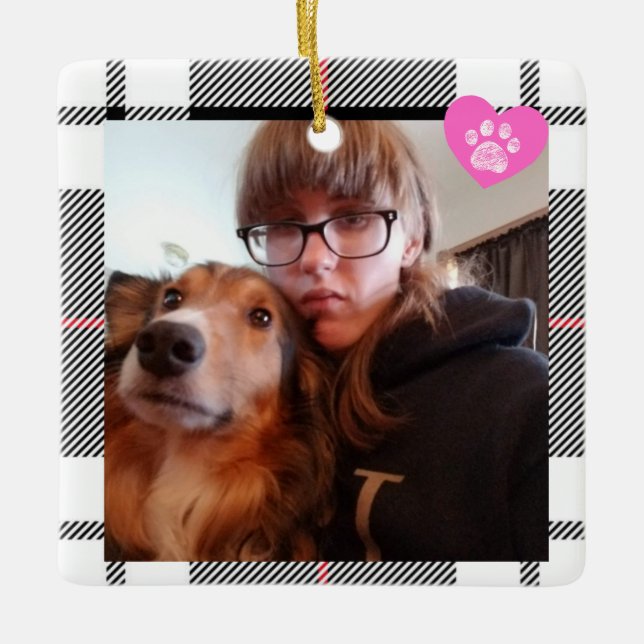 Custom My Bestie has Four Paws Chirstmas  Ceramic Ornament (Front)