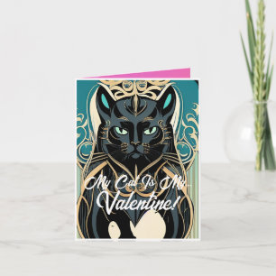 Custom My Cat's My Valentine Art Nouveau Card