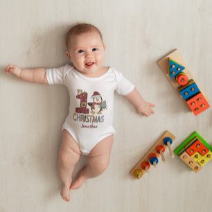 Custom My First Christmas Cute Duckling  Baby Bodysuit