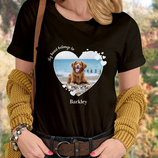 Custom My Heart Belongs To Dog Lover Pet Photo T-Shirt (Creator Uploaded)