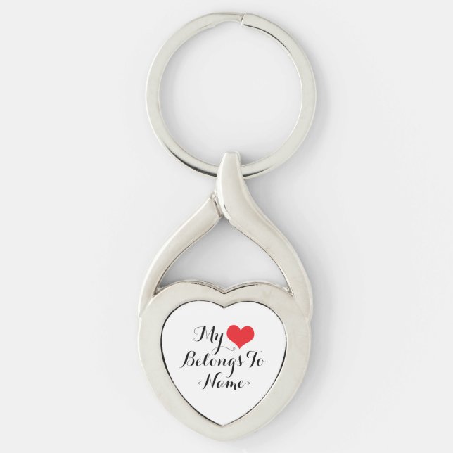 Custom My Heart Belongs To <Name> Key Ring (Front)