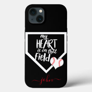 Custom MY HEART IS ON THAT FIELD Mum Baseball 12 iPhone 13 Case
