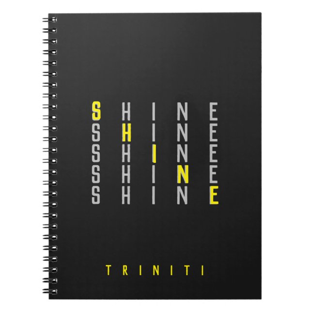 Custom My Name Shine Repeat Pattern Bright Yellow Notebook (Front)