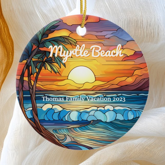 Custom Myrtle Beach Beach Faux Stained Glass Ceramic Tree Decoration (Creator Uploaded)