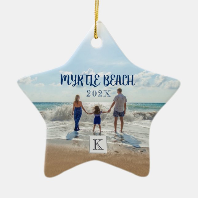 Custom Myrtle Beach Change to Any Beach Souvenir Ceramic Tree Decoration (Front)