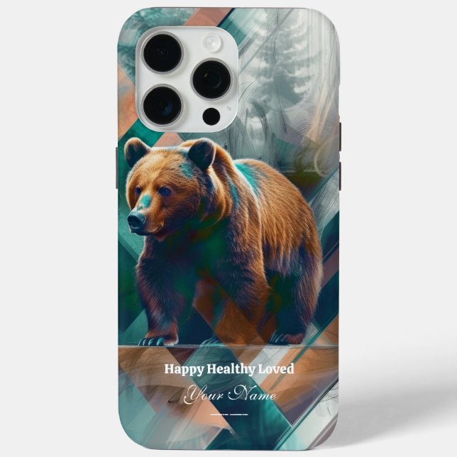 Custom : Mystic Forest Bear iPhone 15 ProMax Case (Back)