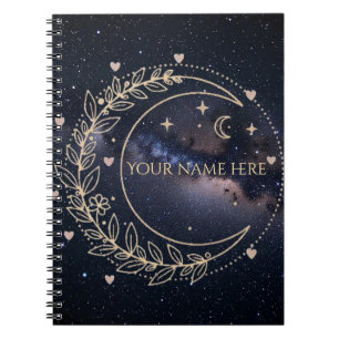Custom Mystical Moon and Starry Sky Notebook