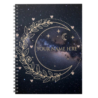 Custom Mystical Moon and Starry Sky Notebook