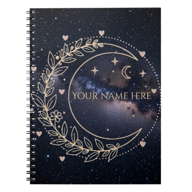Custom Mystical Moon and Starry Sky  Notebook (Front)