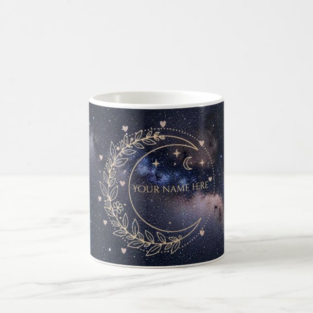 Custom Mystical Moon and Starry Sky Pillow  Coffee Mug (Center)