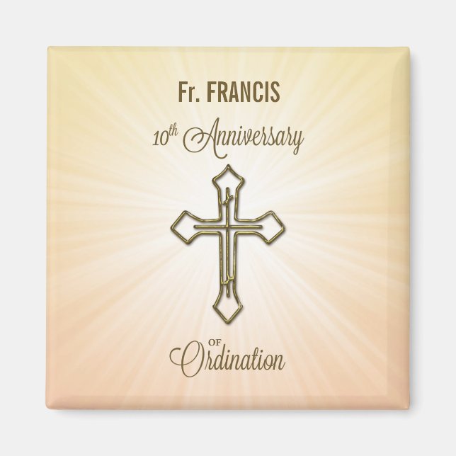 Custom Name, 10th Anniversary of Ordination Magnet (Front)