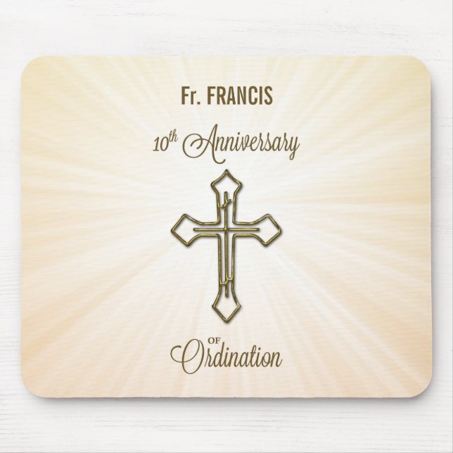 Custom Name, 10th Anniversary of Ordination Mouse Mat (Front)