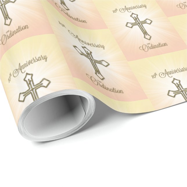 Custom Name, 10th Anniversary of Ordination Wrapping Paper (Roll Corner)