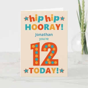 Custom Name 12th Birthday Hip Hooray Card