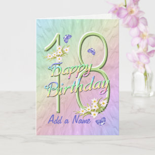 Custom Name 18th Birthday Butterfly Garden Card