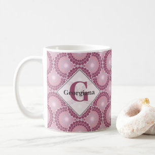 Custom Name 1920s Radiant Dusky Rose Dot Mandala Coffee Mug