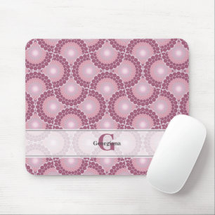 Custom Name 1920s Radiant Dusky Rose Dot Mandala Mouse Mat