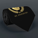 Custom Name #1 Teacher Black Faux Gold Tie<br><div class="desc">A custom name tie featuring fake "printed" gold foil detailing the bottom of the necktie with a black colour background. Within this are spots for the teachers name,  subject,  and the fact that they are the number one teacher in the world.</div>