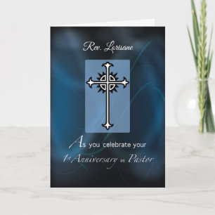 Custom Name 1st Anniversary Pastor Card