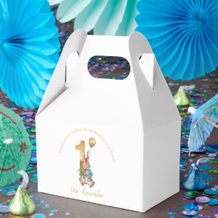 Custom Name 1st birthday Peter gold balloon Favour Box