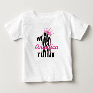 Custom name 1st Birthday Zebra princess Baby T-Shirt