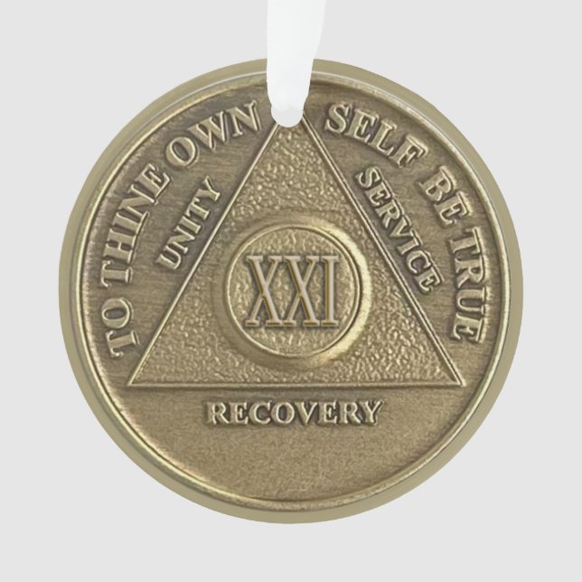 Custom Name | 21 Year Sober Anniversary Medallion Ornament (Front)
