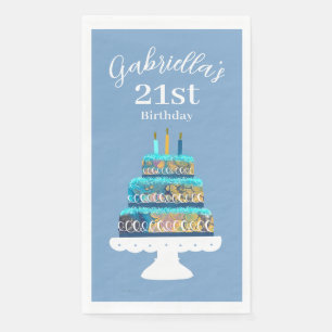Custom Name 21st Birthday Cake Napkin