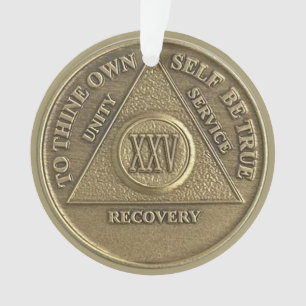 Custom Name   25 Year Sober Anniversary Medallion Ornament