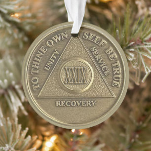 Custom Name 29 Year Sober Anniversary Medallion Ornament