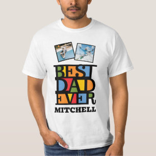 Custom Name & 2 Photos BEST DAD EVER T-Shirt