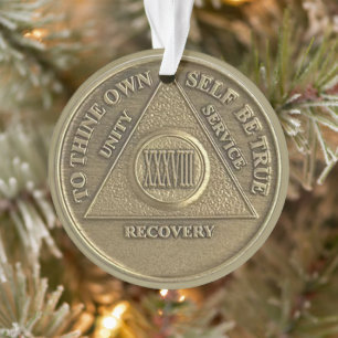 Custom Name   38 Year Sober Anniversary Medallion Ornament