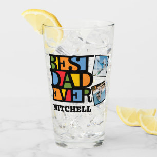 Custom Name & 4 Photos BEST DAD EVER Glass