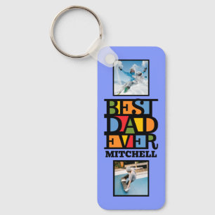 Custom Name & 4 Photos BEST DAD EVER Key Ring
