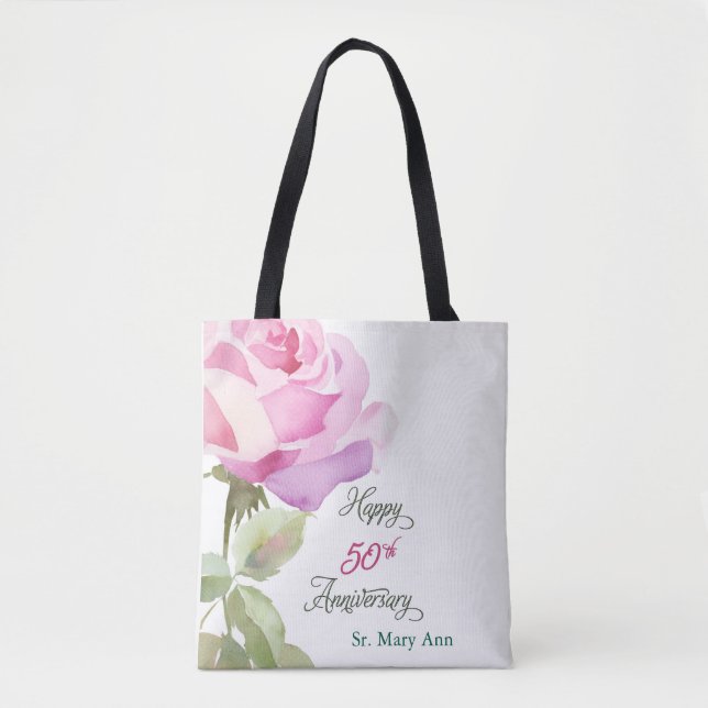 Custom Name 50th Anniversary Catholic Jubilee Nun Tote Bag (Front)