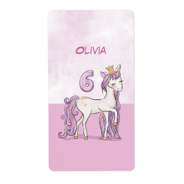 Custom Name 6th Birthday Pink Horse With Crown (Front)