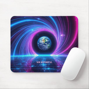 Custom Name 80s Retro Neon Planet Portal Mouse Mat