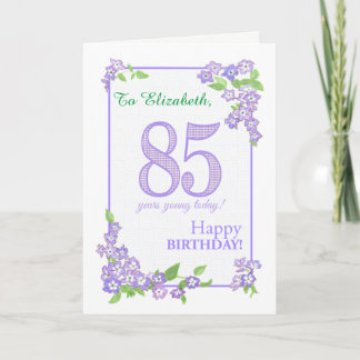Custom Name 85th Birthday with Phlox Flowers Card