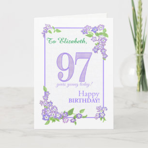 Custom Name 97th Birthday with Phlox Flowers Card