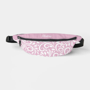 Custom Name Abstract Floral Elegant Girly Pink Bum Bags