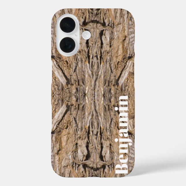 Custom Name Abstract Juniper Bark Texture Photo Case-Mate iPhone Case (Back)