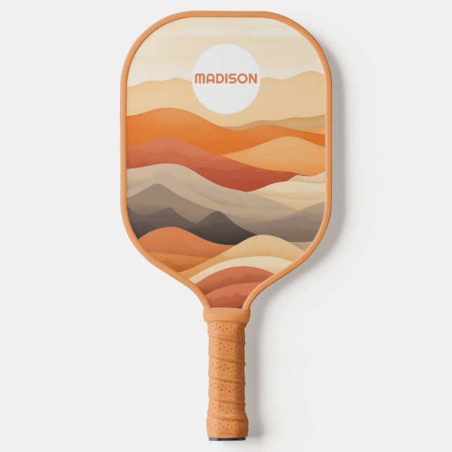 Custom Name Abstract Landscape Illustration Pickleball Paddle (Front)