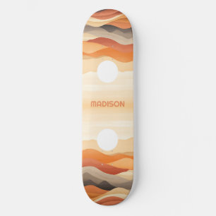 Custom Name Abstract Landscape Illustration Skateboard