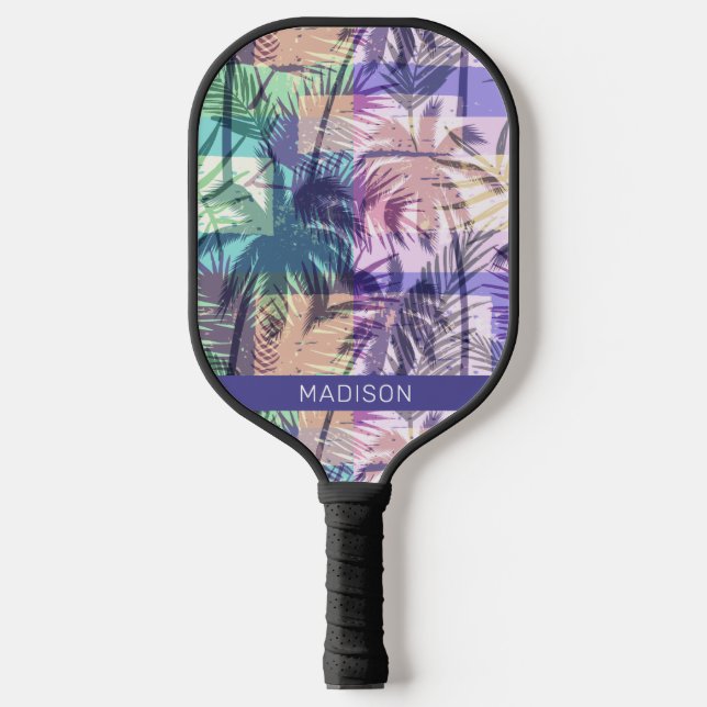 Custom name Abstract Palm Trees Pickleball Paddle (Front)